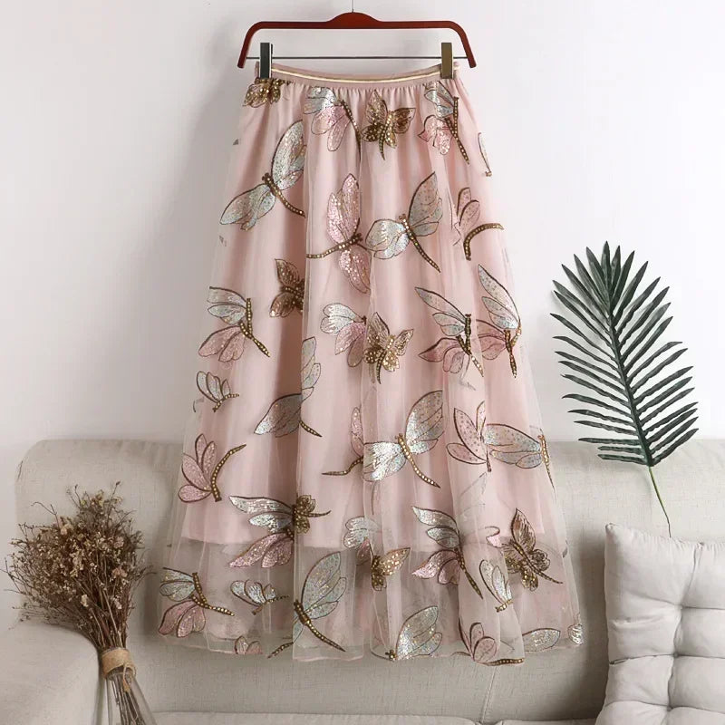 Casual Summer Embroidery Long Skirt