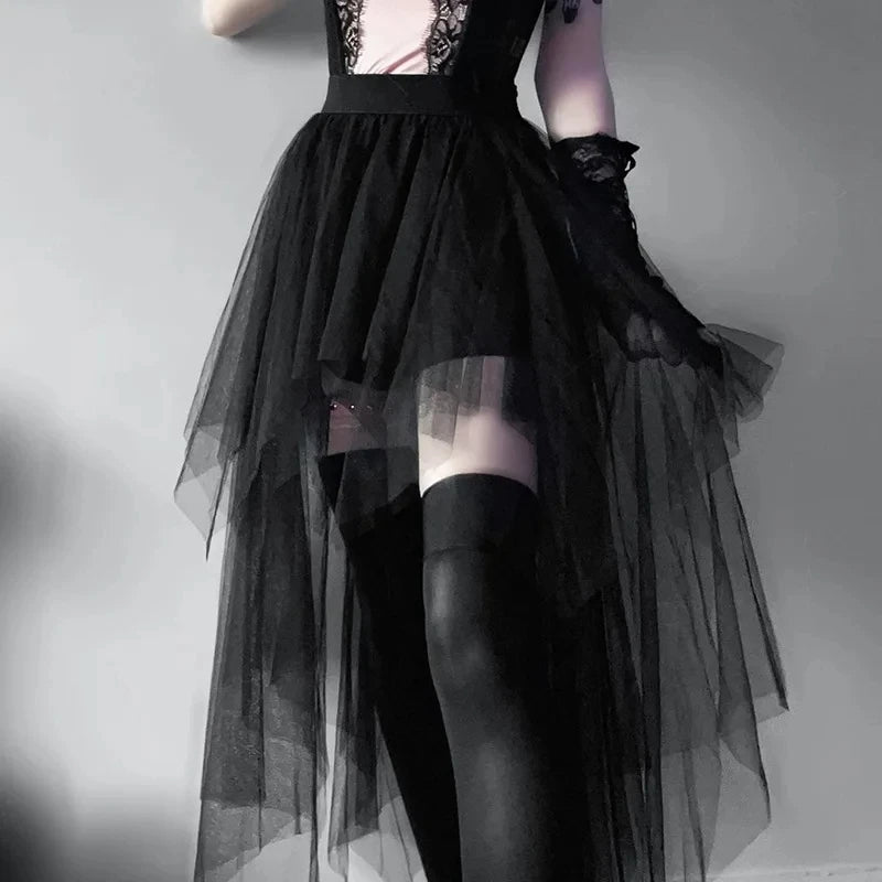 Casual Skirts Punk Net Yarn High-Waisted  Gothic