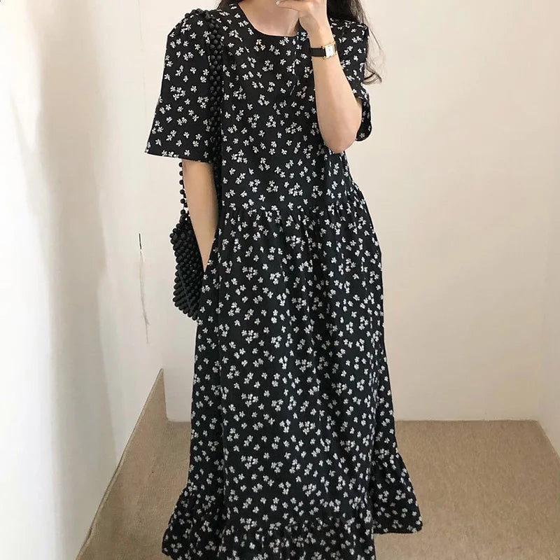 Floral Dress Lady Versatile Holiday Long Dress