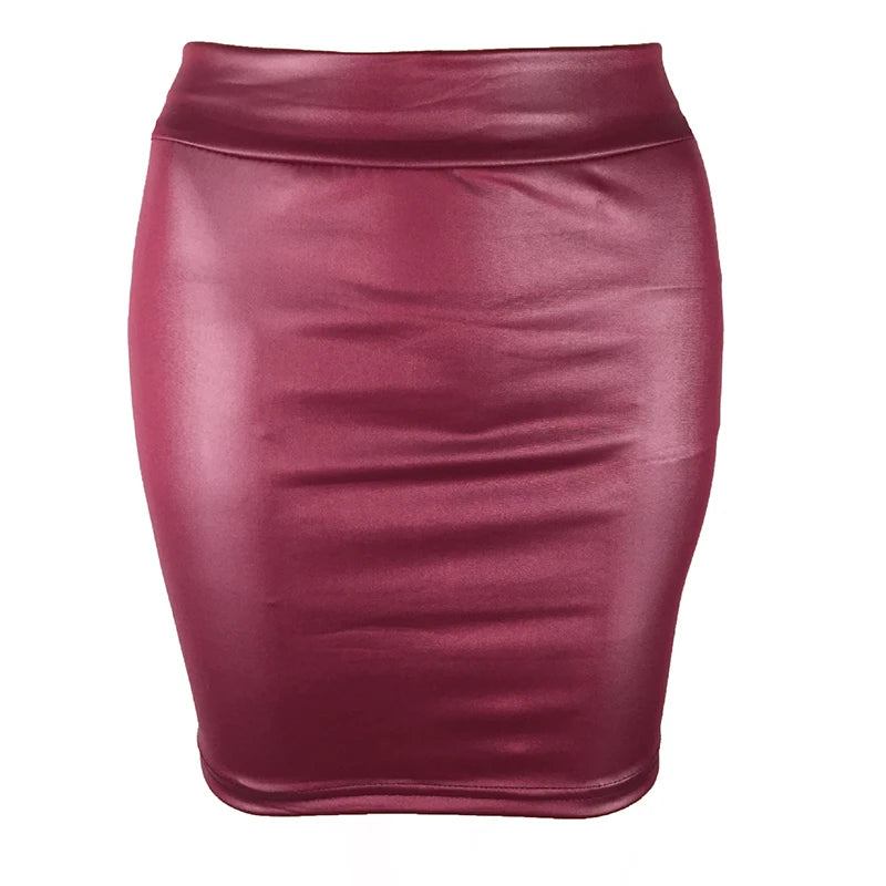 High Waist Leather Matte Mini Skirt