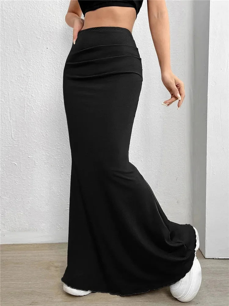 Elegant High Waist Mermaid Maxi Skirt