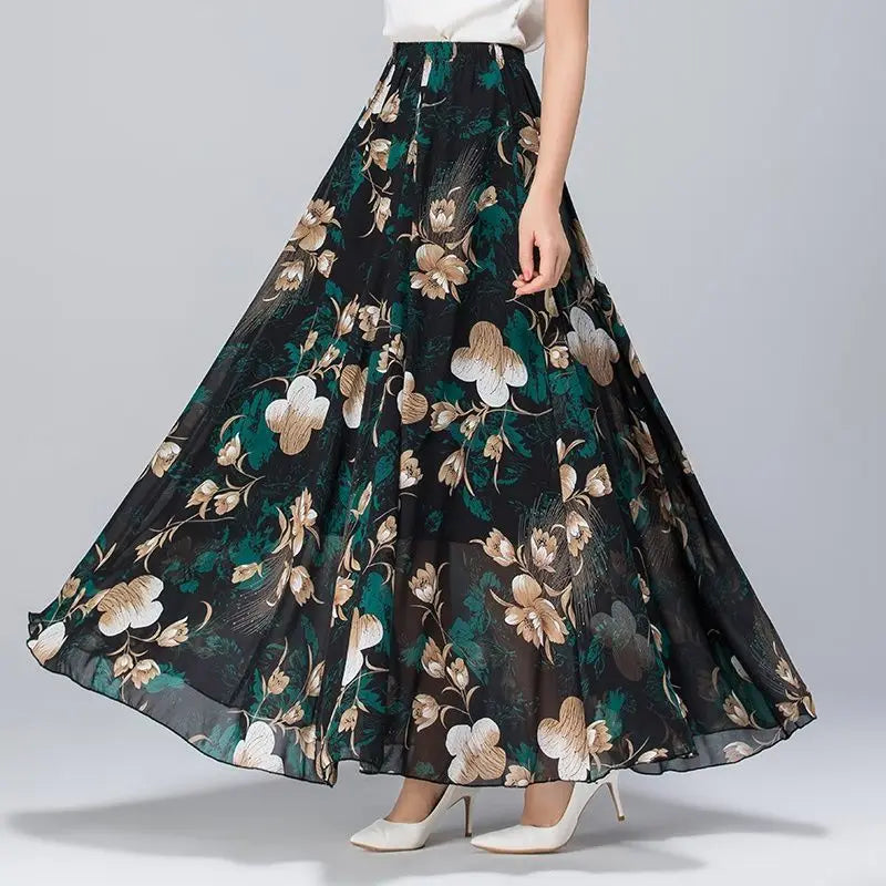 Full Long Skirt A-Line Chiffon Skirt