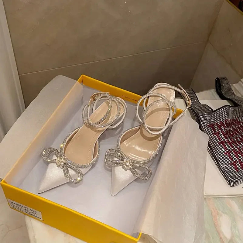 Rhinestone Pumps Crystal Bowknot Sandals Shoes
