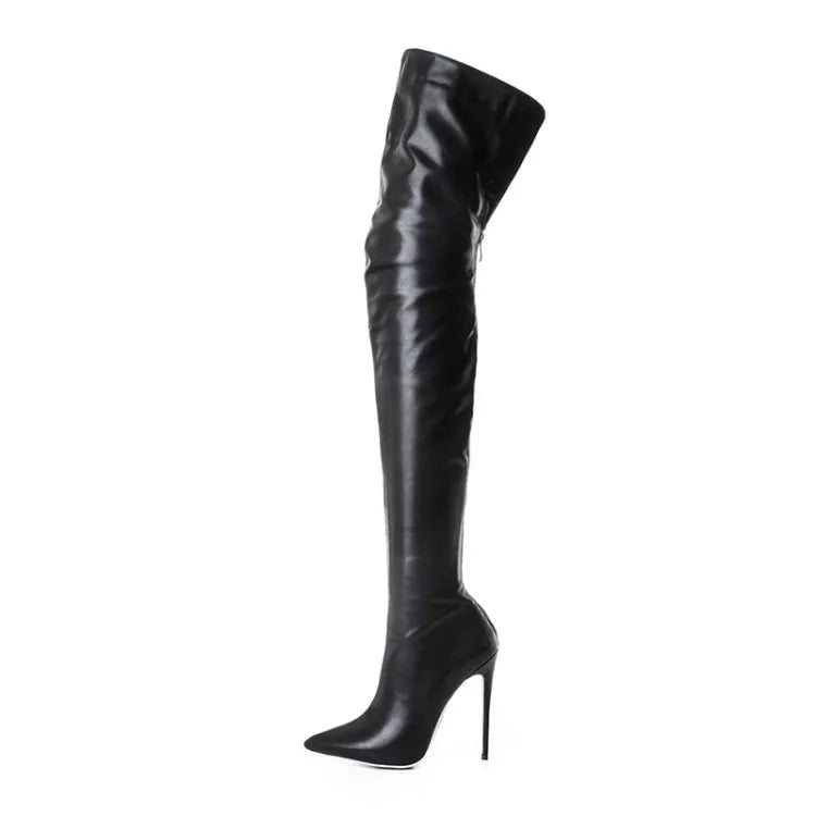 Over The Knee Boots  Zip Sexy Black