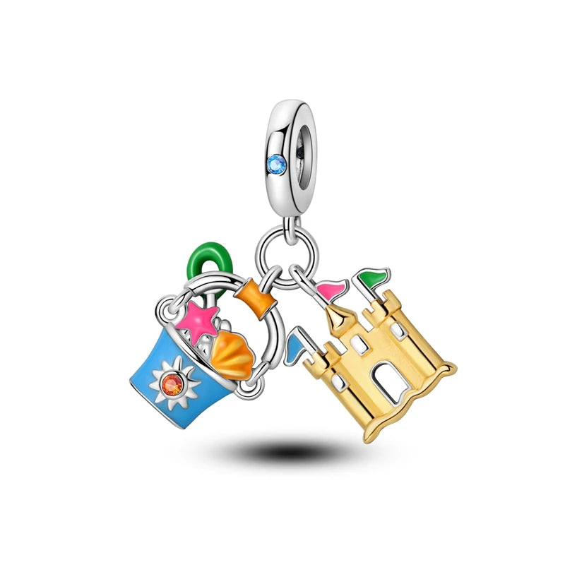 925 Silver Charms Colorful Pendants Charm Bracelet