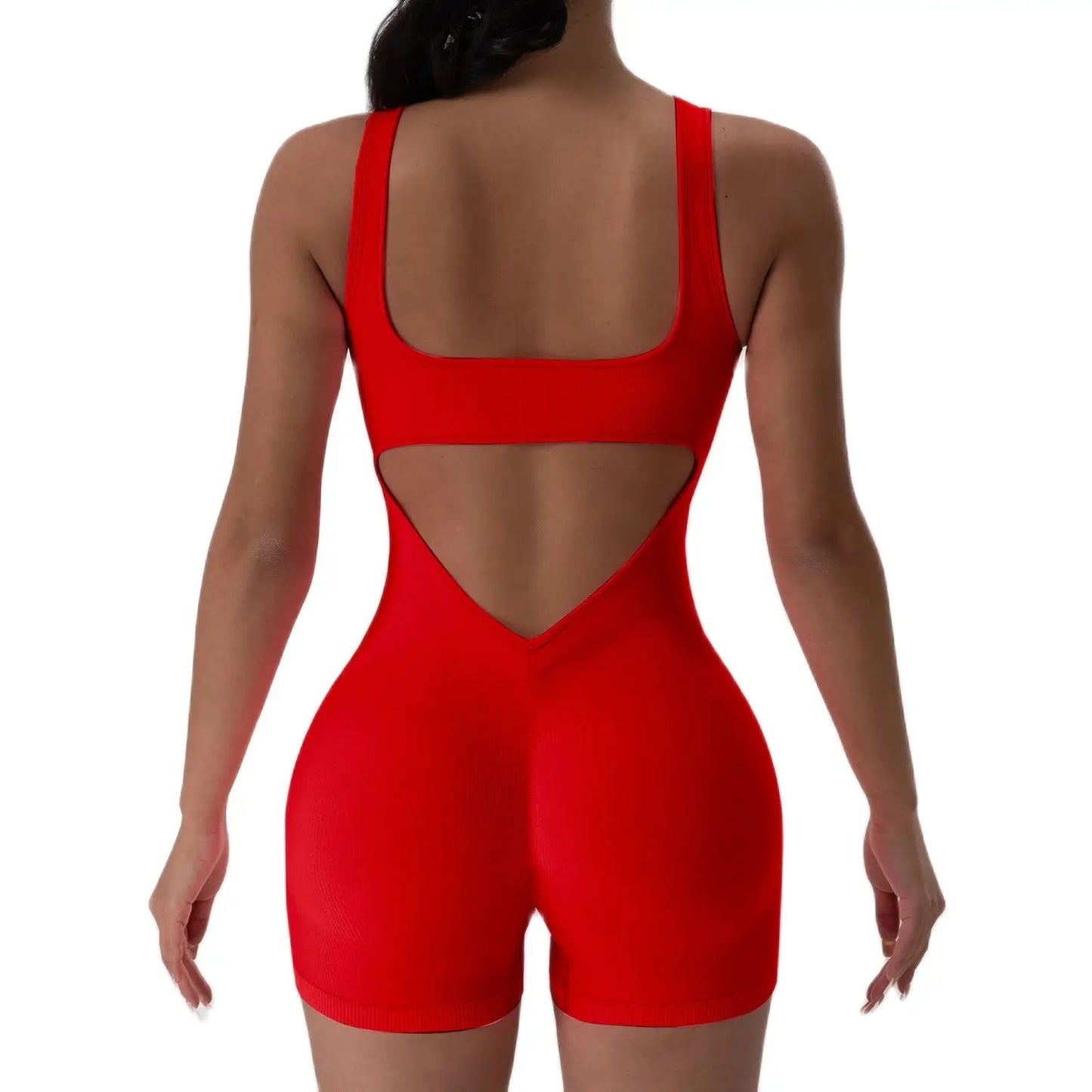 1PCS Backless Suit U Neck Sports Solid Colour