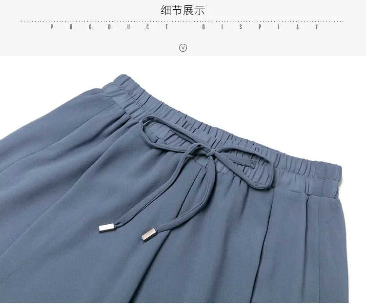 Culottes Hem Double Layers Loose Pleated Pants