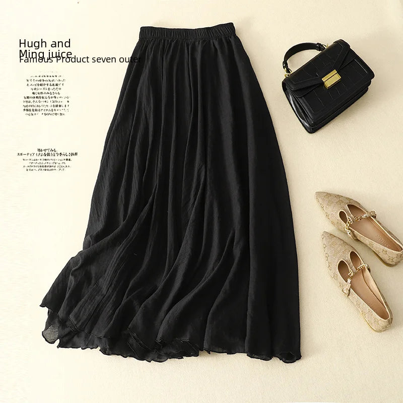 Cotton Double Layer Half Skirt