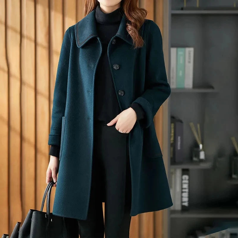 Wool Coat  Loose Mid-length Double-side