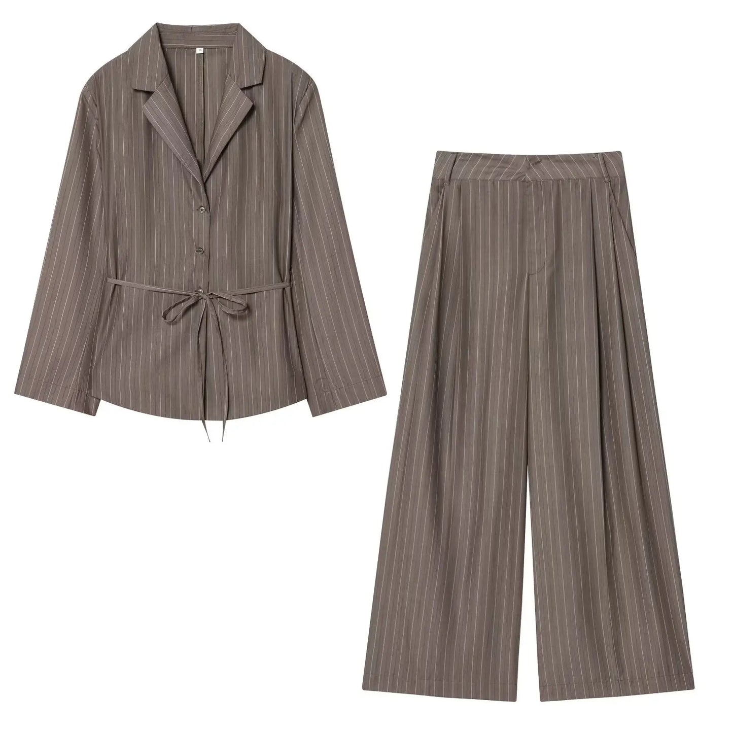Striped Blazer Suit Slim Blazer Wide-leg Pants