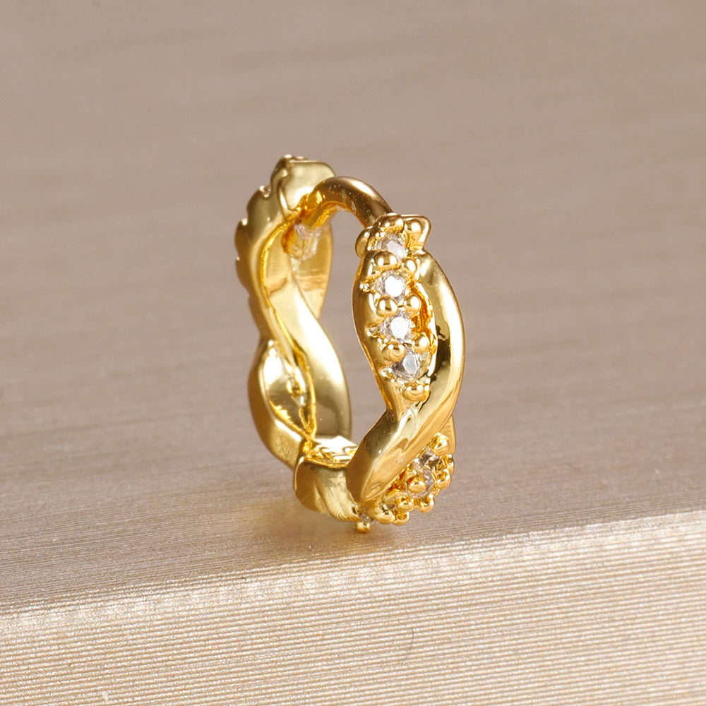 18K Gold Plated Stainless Steel Round Circle Earrings