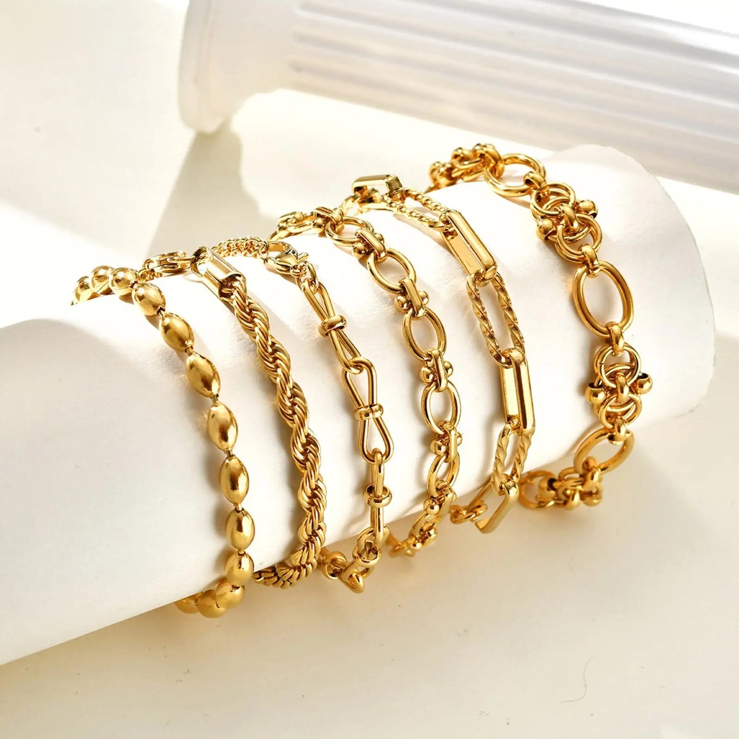 Gold Plated Layering Bracelets Wristband Waterproof Jewelry