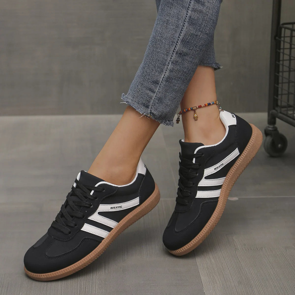 Sneakers Fashion Flat Heel  Leather Casual Shoes