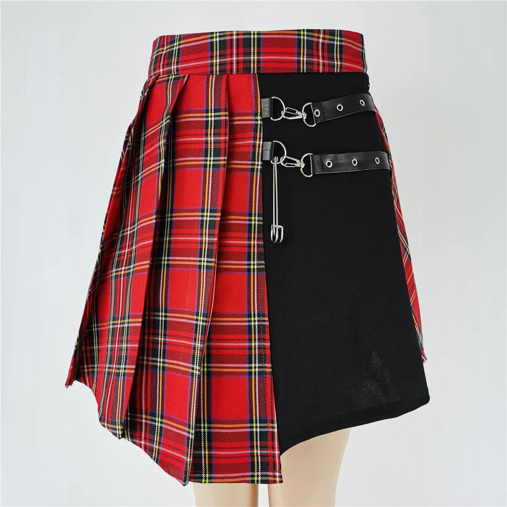 Mini High Waist Plaid Pleated Skirt