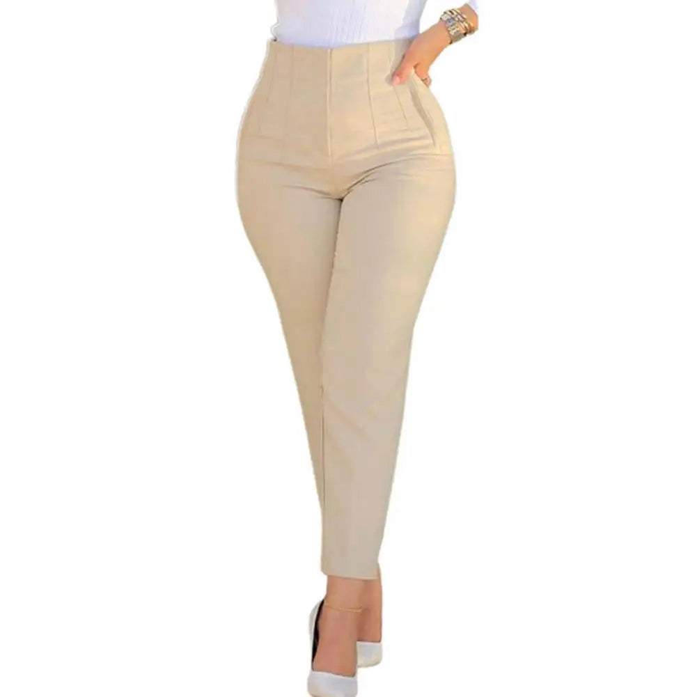 Fashion Side Pockets Straight Pants  Zipper Fly