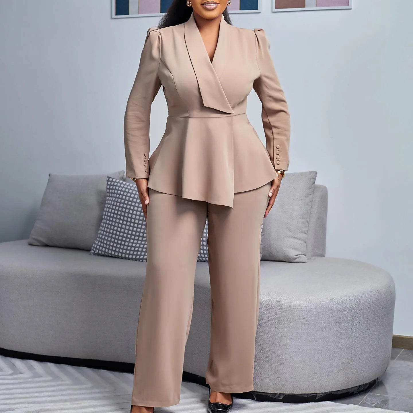 Two Pieces Set Long Sleeves High Waist Trousers