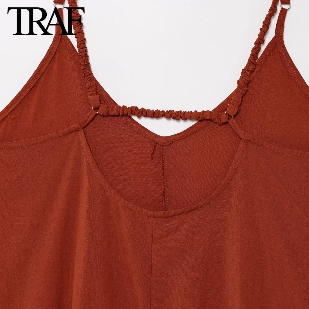 Solid Backless Sling Sleeveless Midi Dresses