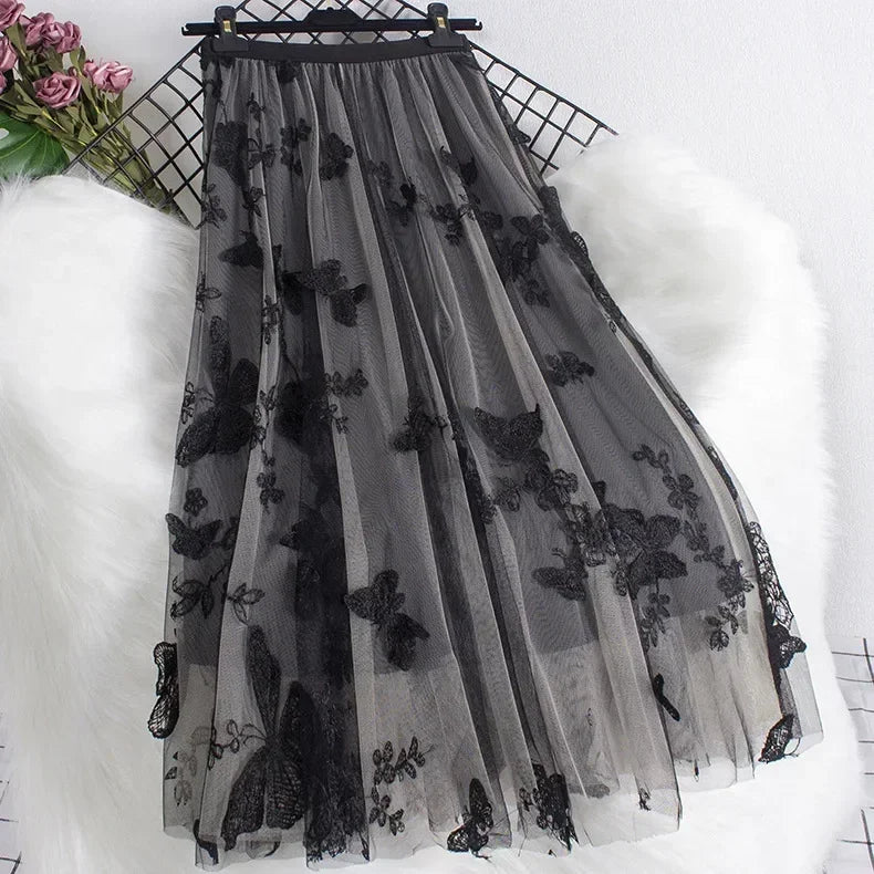 Casual Summer Embroidery Long Skirt