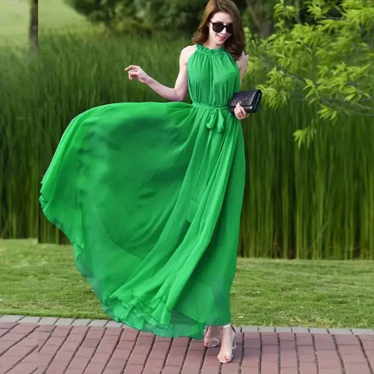 Long  A Line Sleeveless Summer Dress