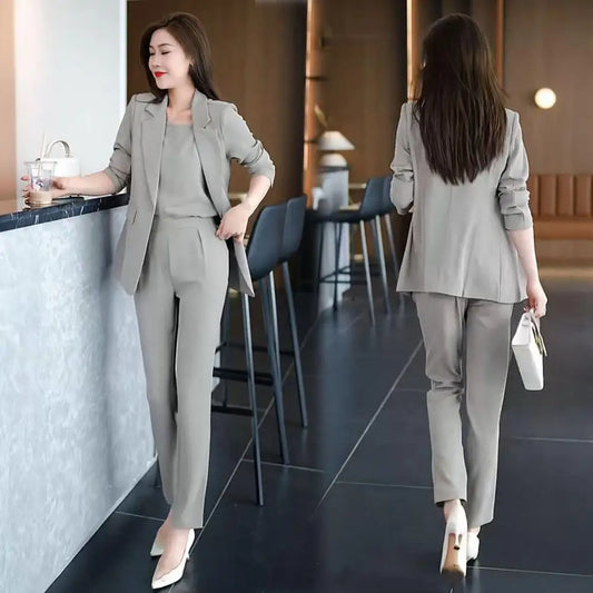 High Waist Pants Set Lapel Cardigan Vest