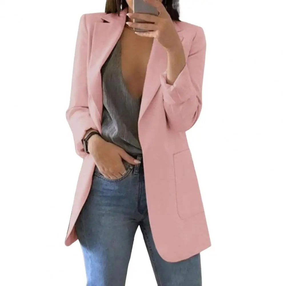 Solid Color Suit Jacket Women Long Sleeve