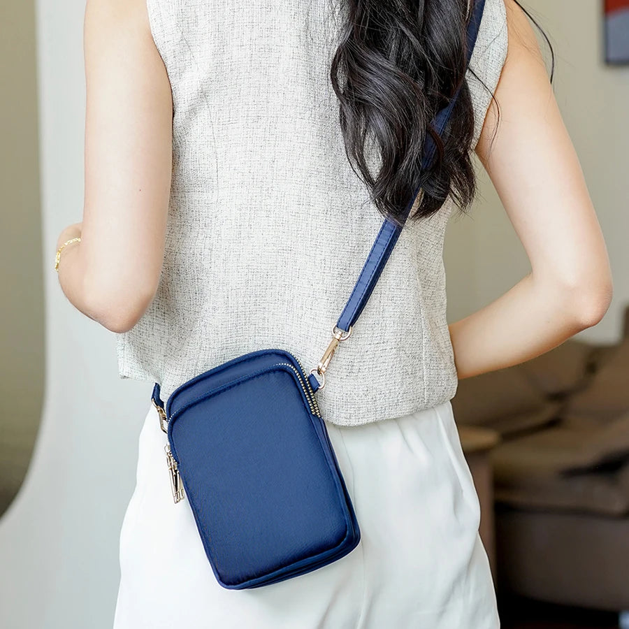 Multi-purpose  multi-layer zipper neck, shoulder phone bag