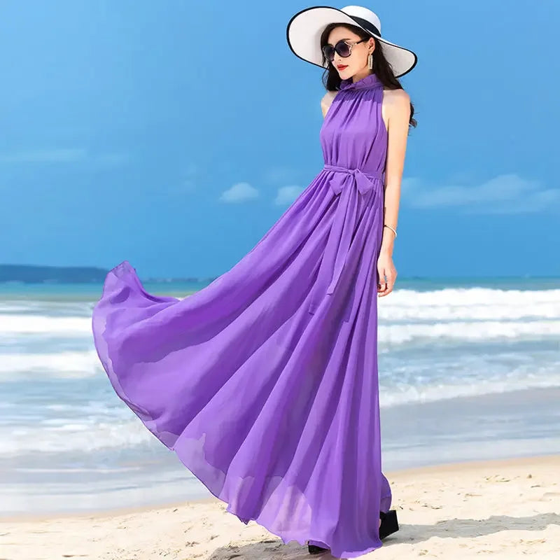 Long  A Line Sleeveless Summer Dress