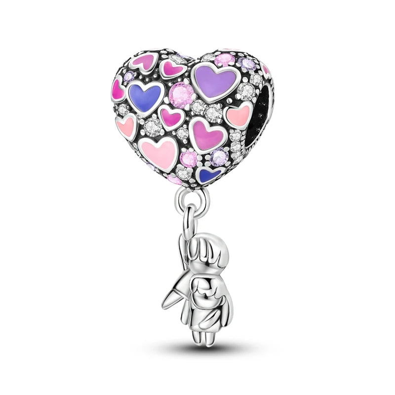 925 Silver Charms Colorful Pendants Charm Bracelet