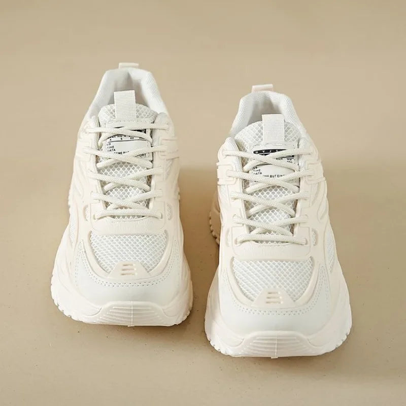 Leather Chunky Sneaker Thick Tennis Platform Shoes