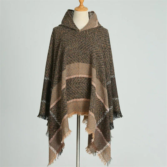 Winter Women Hooded Cape Wrap Scarf Poncho