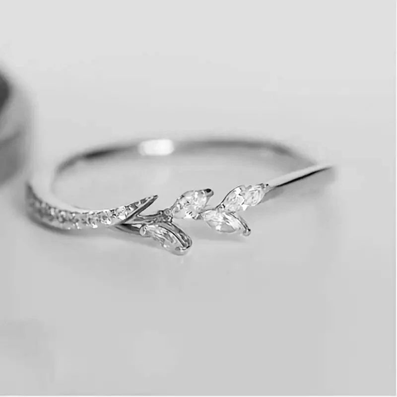 Cubic Zircon Leaf Wedding Engagement  Statement Jewelry