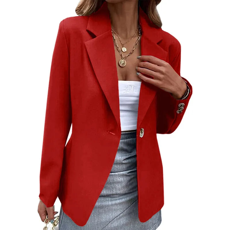 Office Blazers Long Sleeve Solid Color One-button
