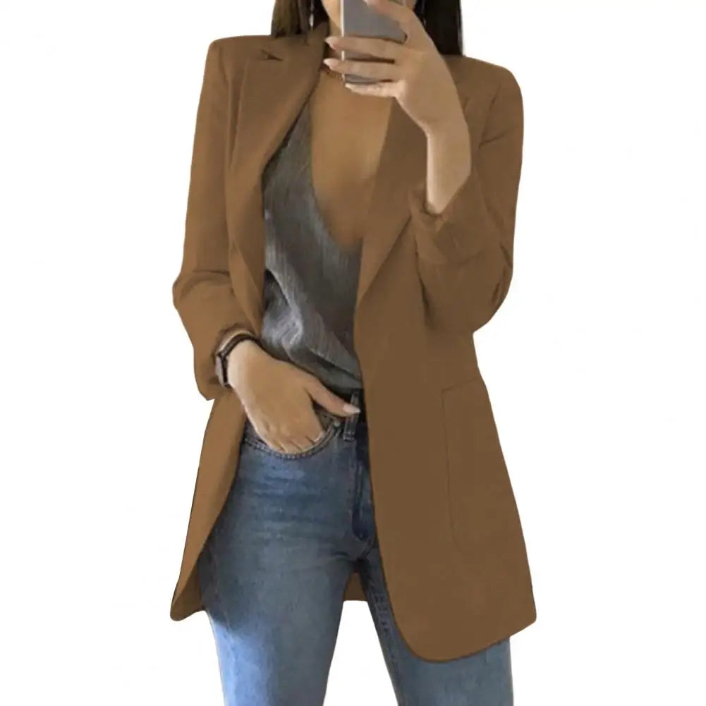 Solid Color Suit Jacket Women Long Sleeve