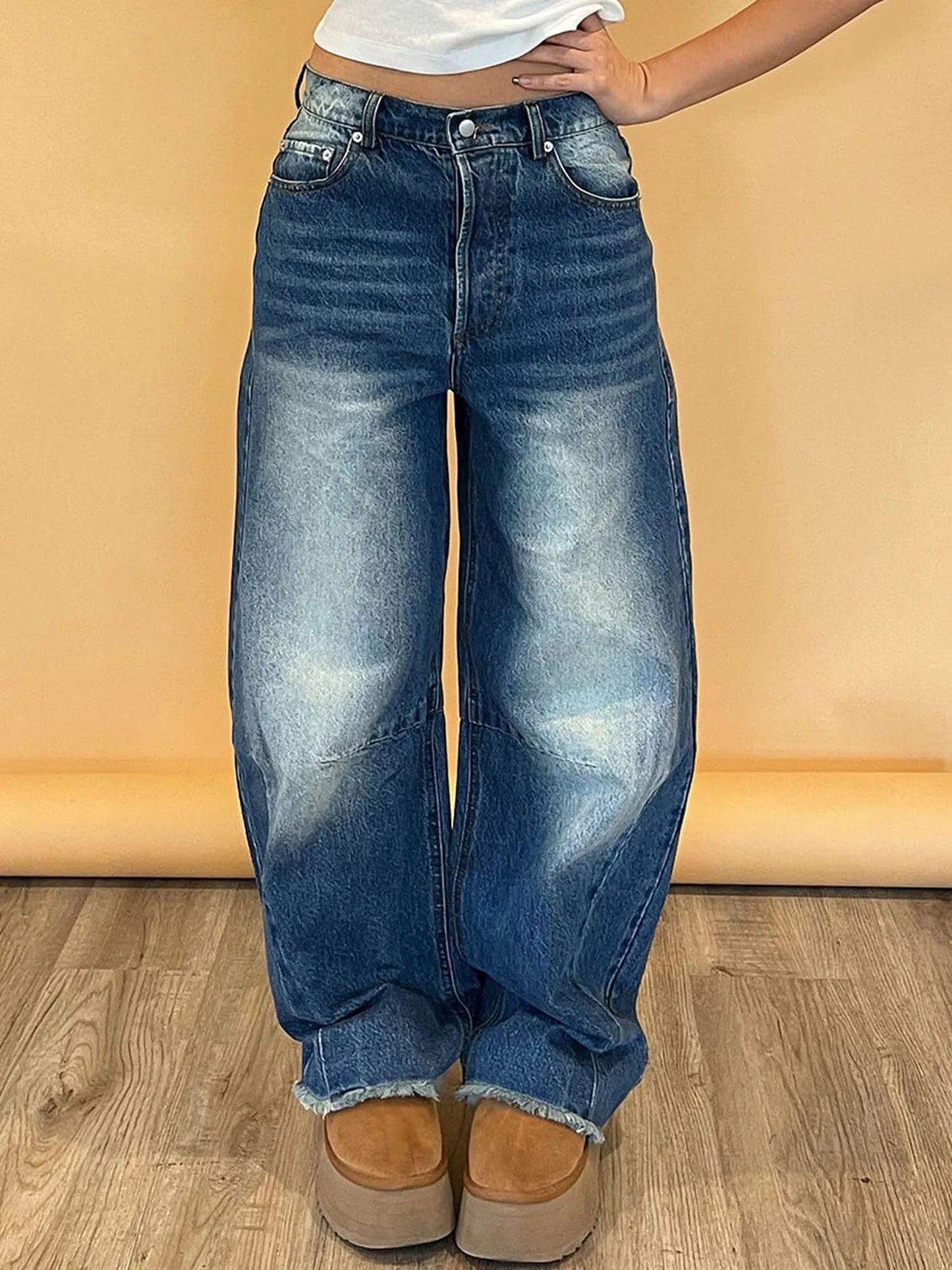 Women s Vintage High Waist Wide Leg Jeans
