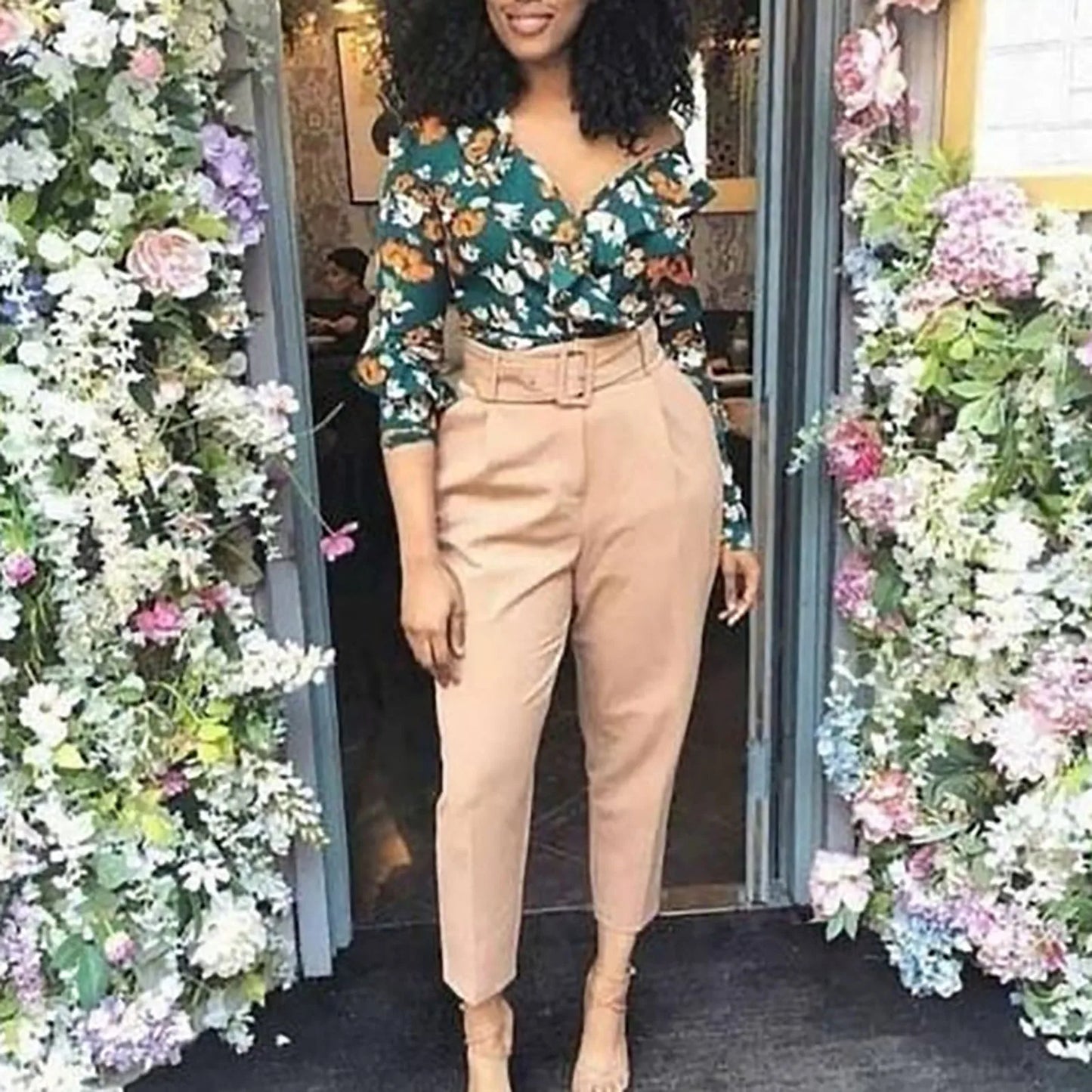 High Waist Casual Trousers Slim Fit Pant