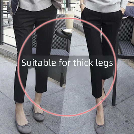 Black High-waisted Slimming Straight-leg Suit Pants