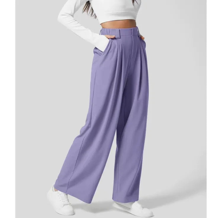 Wide Leg  Office Pants Soft Thin Straight Trousers