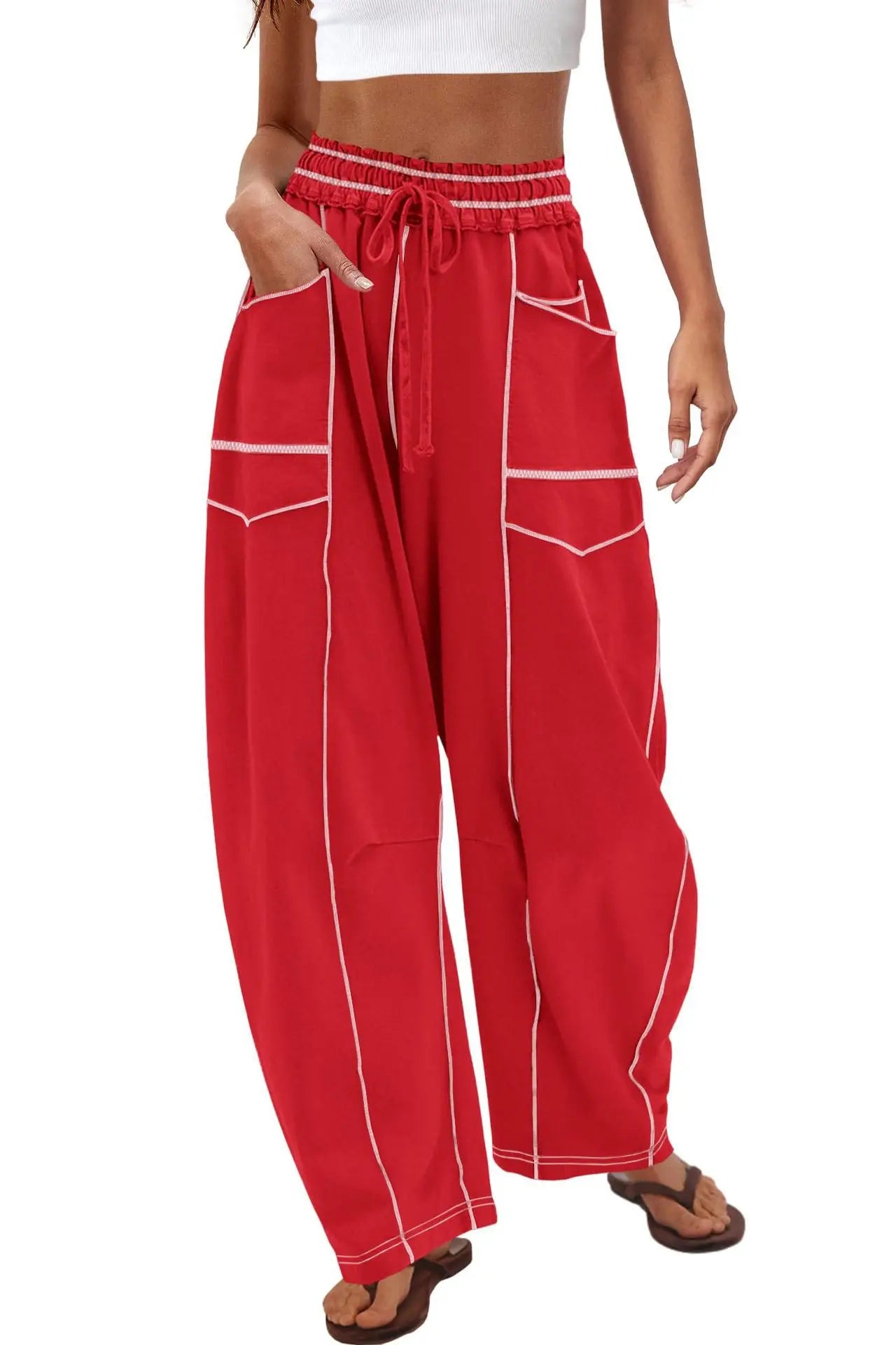 Versatile Elastic Straight Leg  High Waisted Pants
