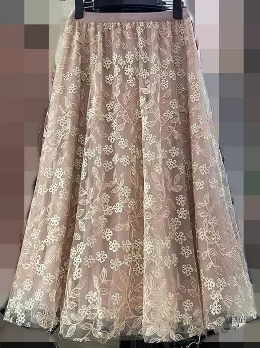 Casual Summer Embroidery Long Skirt