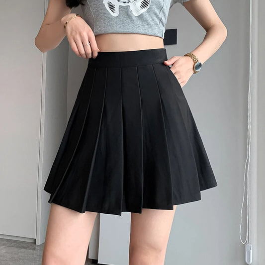 Elastic High Waist A-Line Mini Skirt