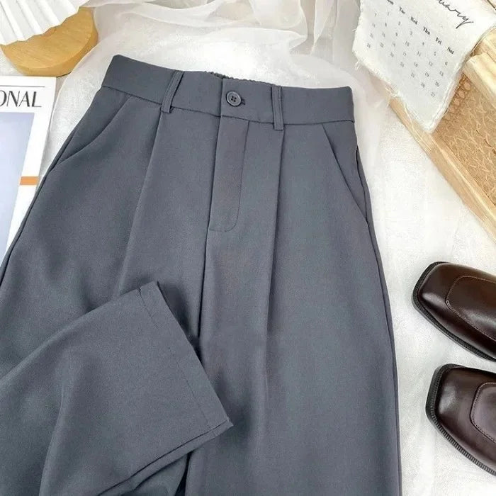 High Waist Slimming  Wide Leg Suit Pants
