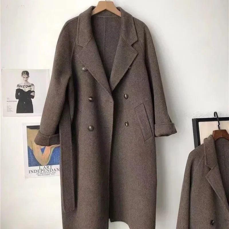 Woolen Coat Medium Length Thick Hepburn Style
