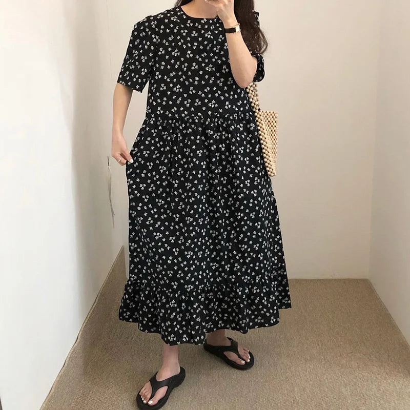 Floral Dress Lady Versatile Holiday Long Dress