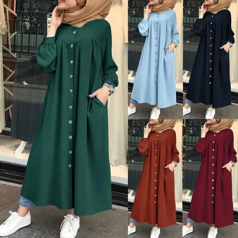 Elegant  Stand Collar Long Sleeve Cardigan Dress
