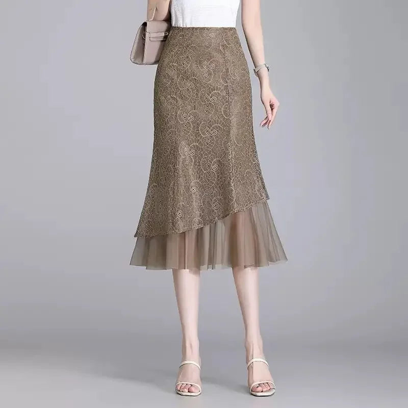 Skirt Floral Long Wrap Zipper A Line