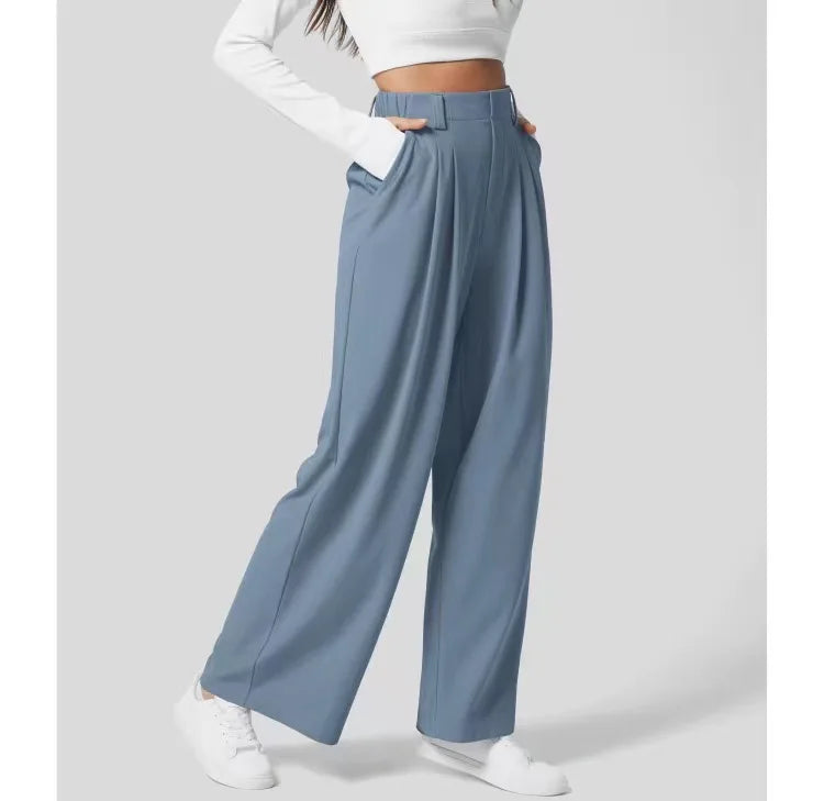 Wide Leg  Office Pants Soft Thin Straight Trousers