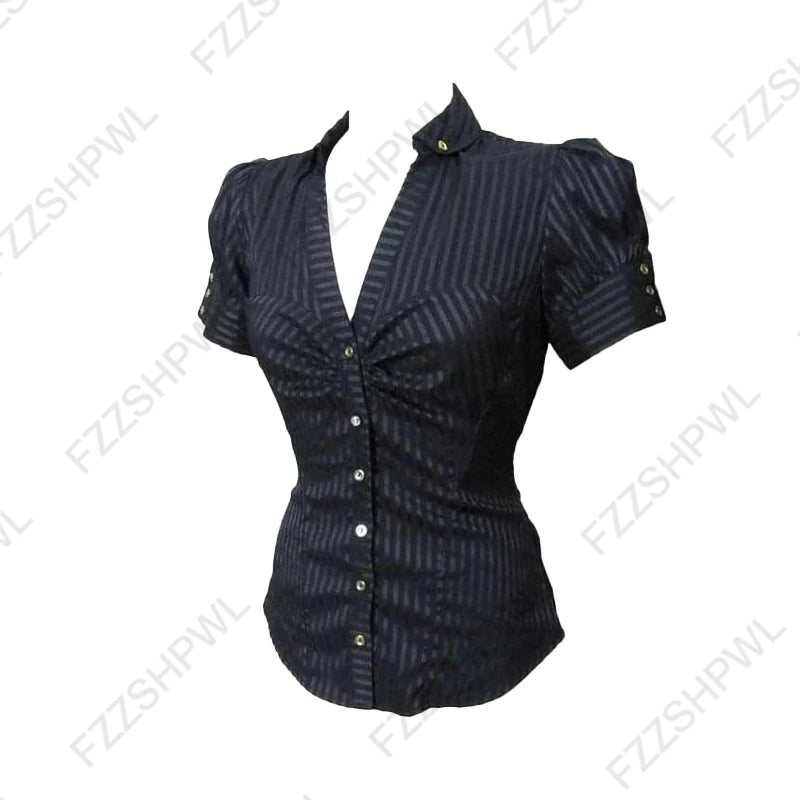 Crop Top Sexy Slim Casual Button-Down Turtleneck