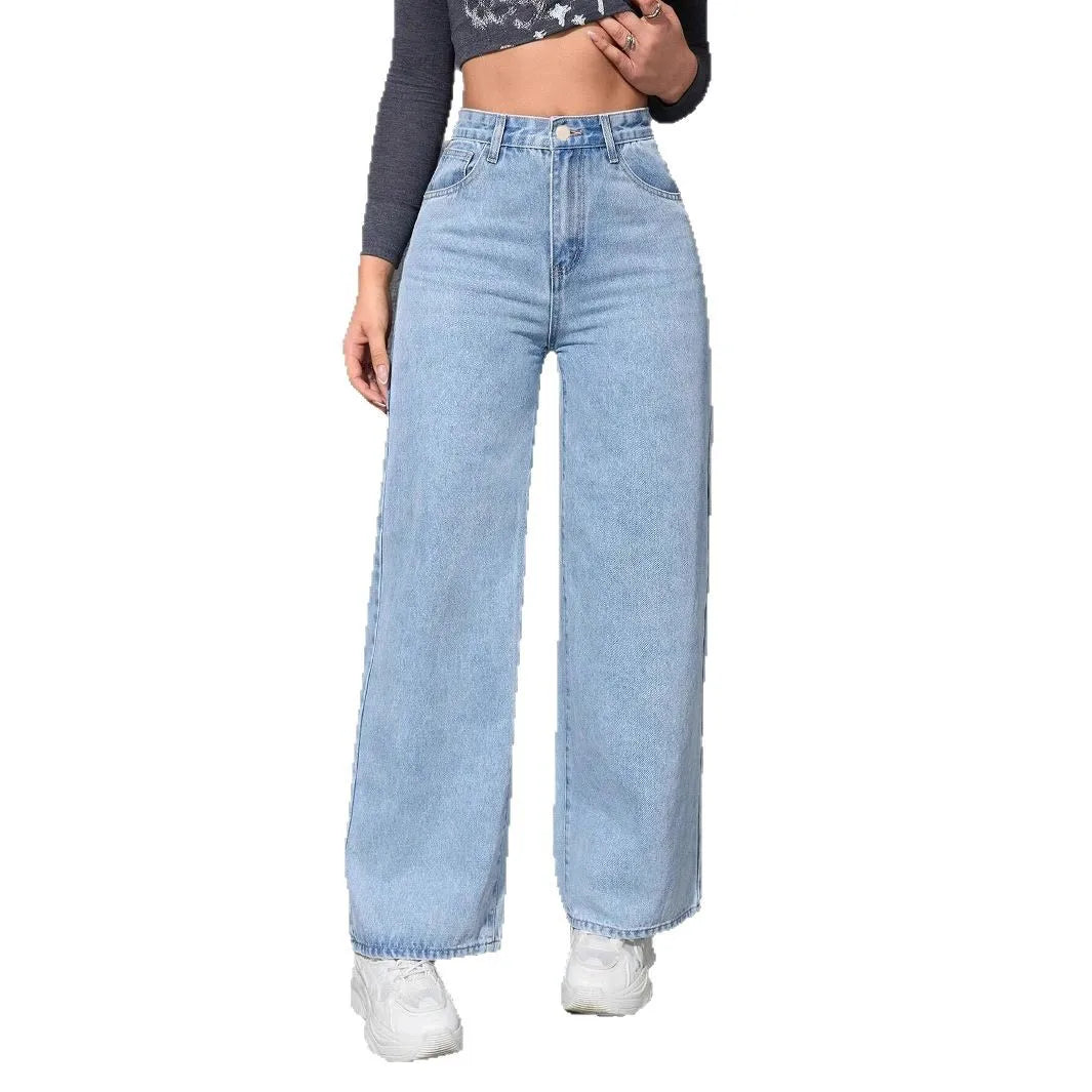 Wide Leg Denims High Waist Washed Distressed