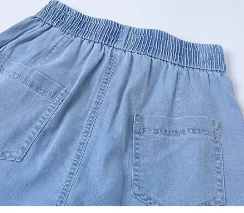 Tencel Jeans Wide Leg Pants Lightweight Stretch