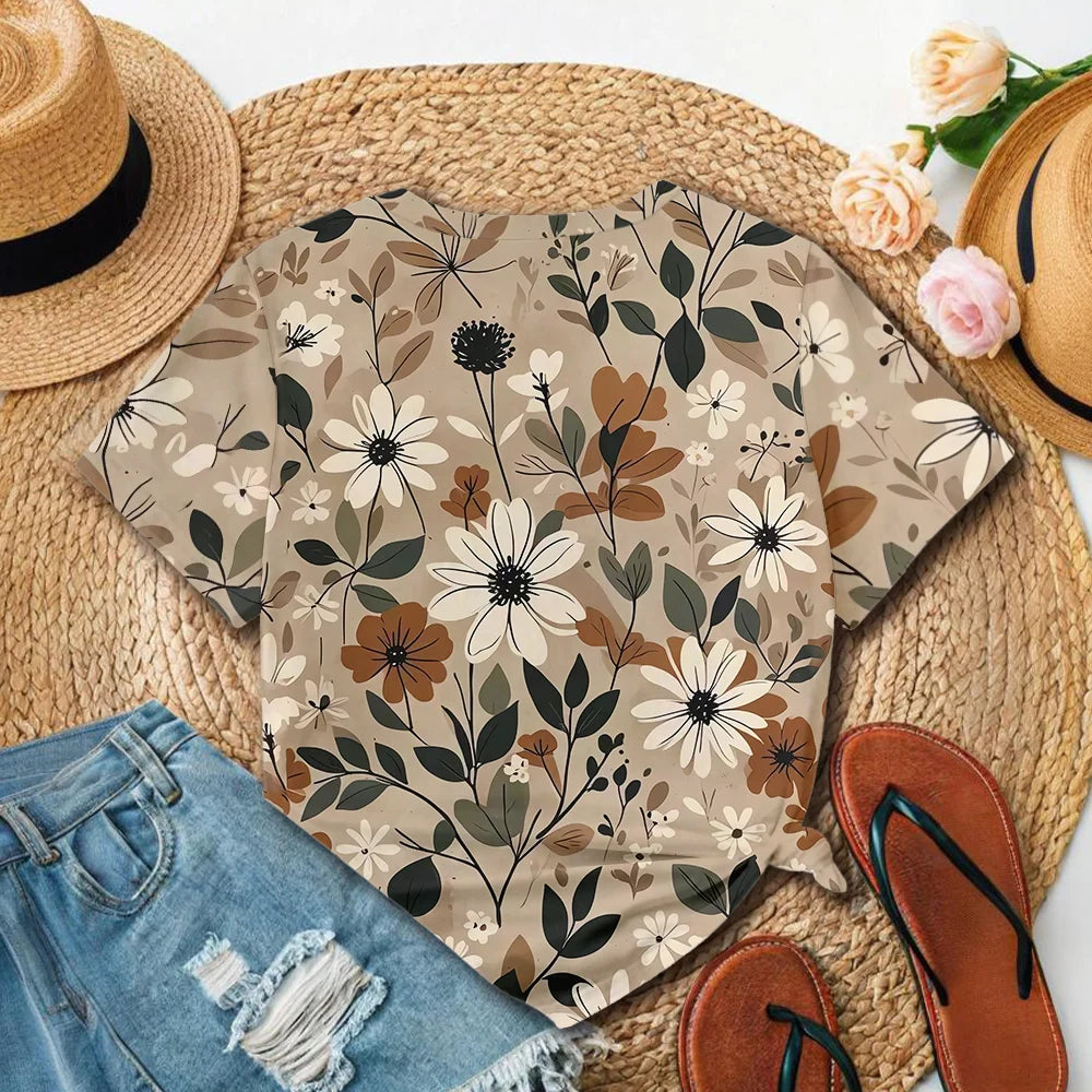 Elegant artistic light coffee base floral print